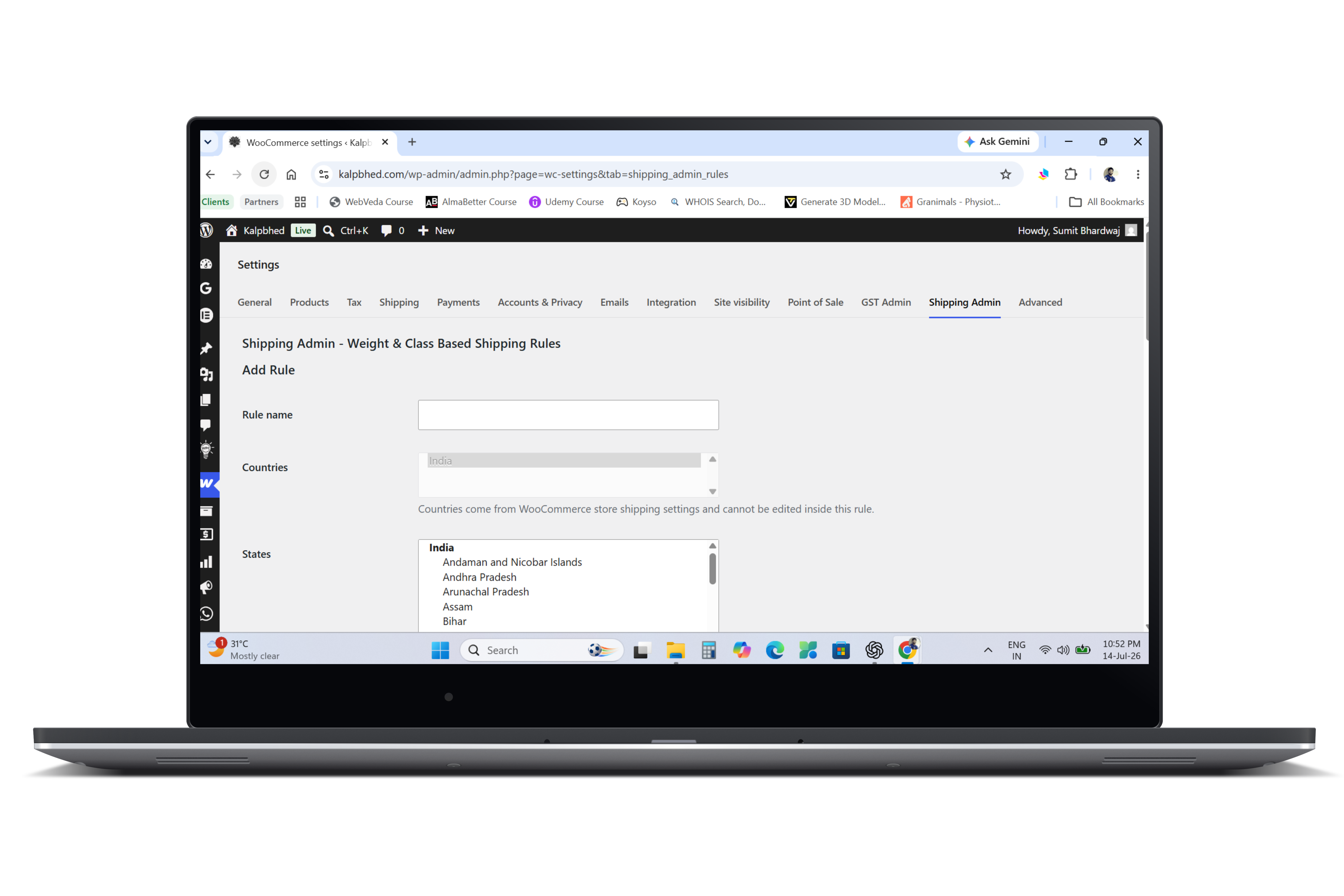 Shipping Admin - Weight Based & Classwise Rules