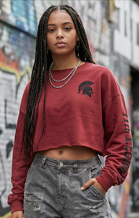 Red Cropped Sweatshirt