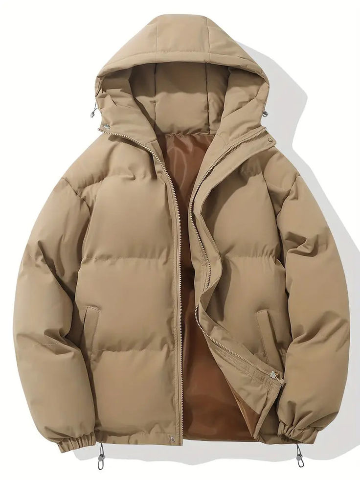 Beige Hooded Puffer Jacket