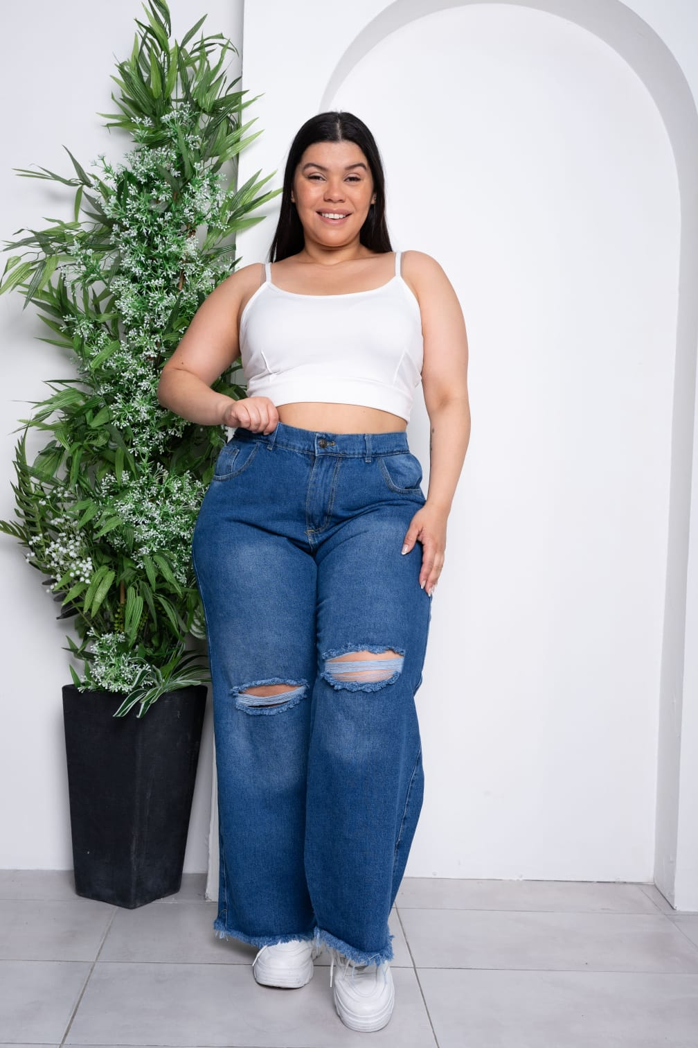 Wide leg rigido desflecado