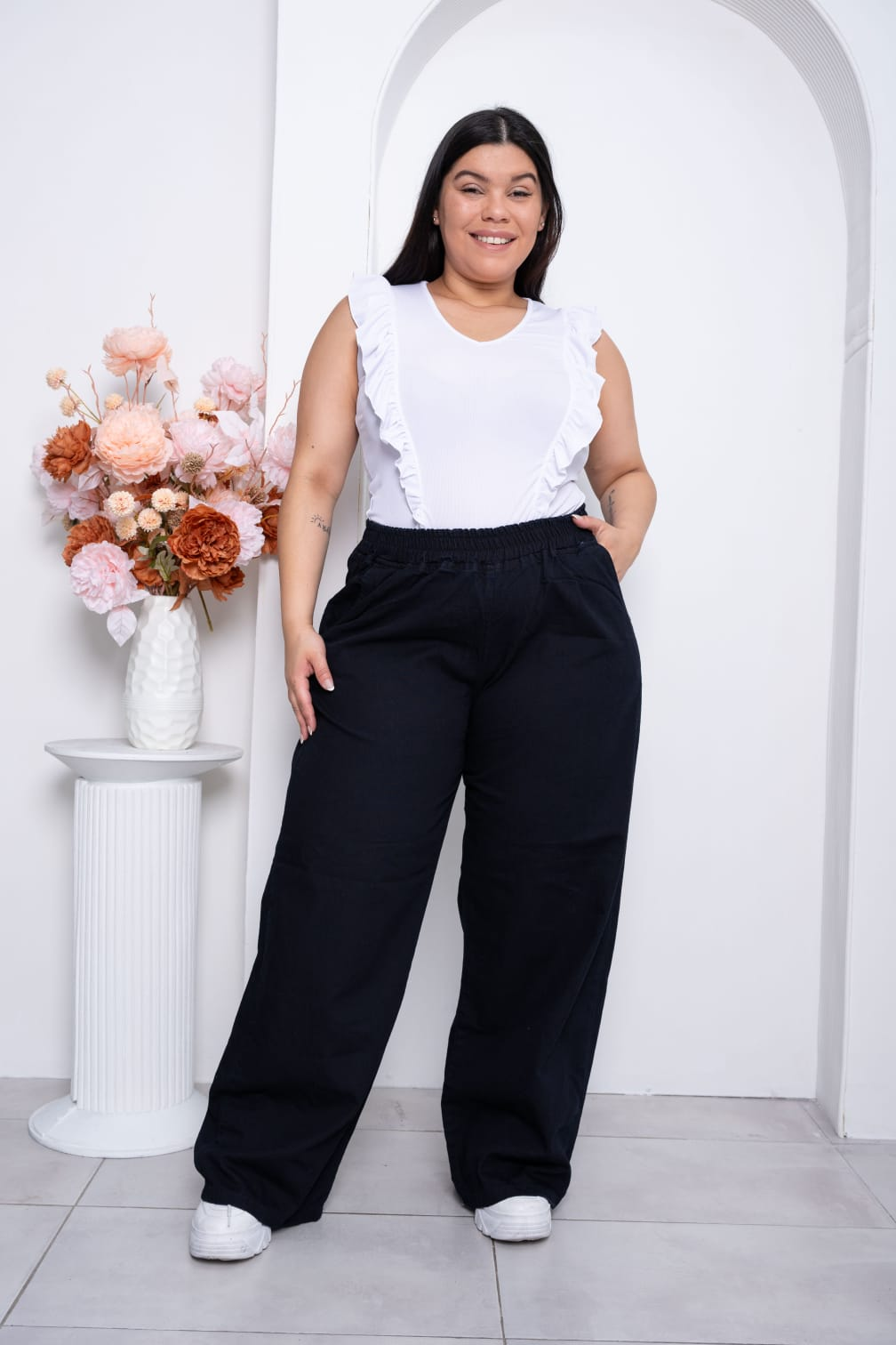 PALAZO CAMISERO NEGRO RIGIDO