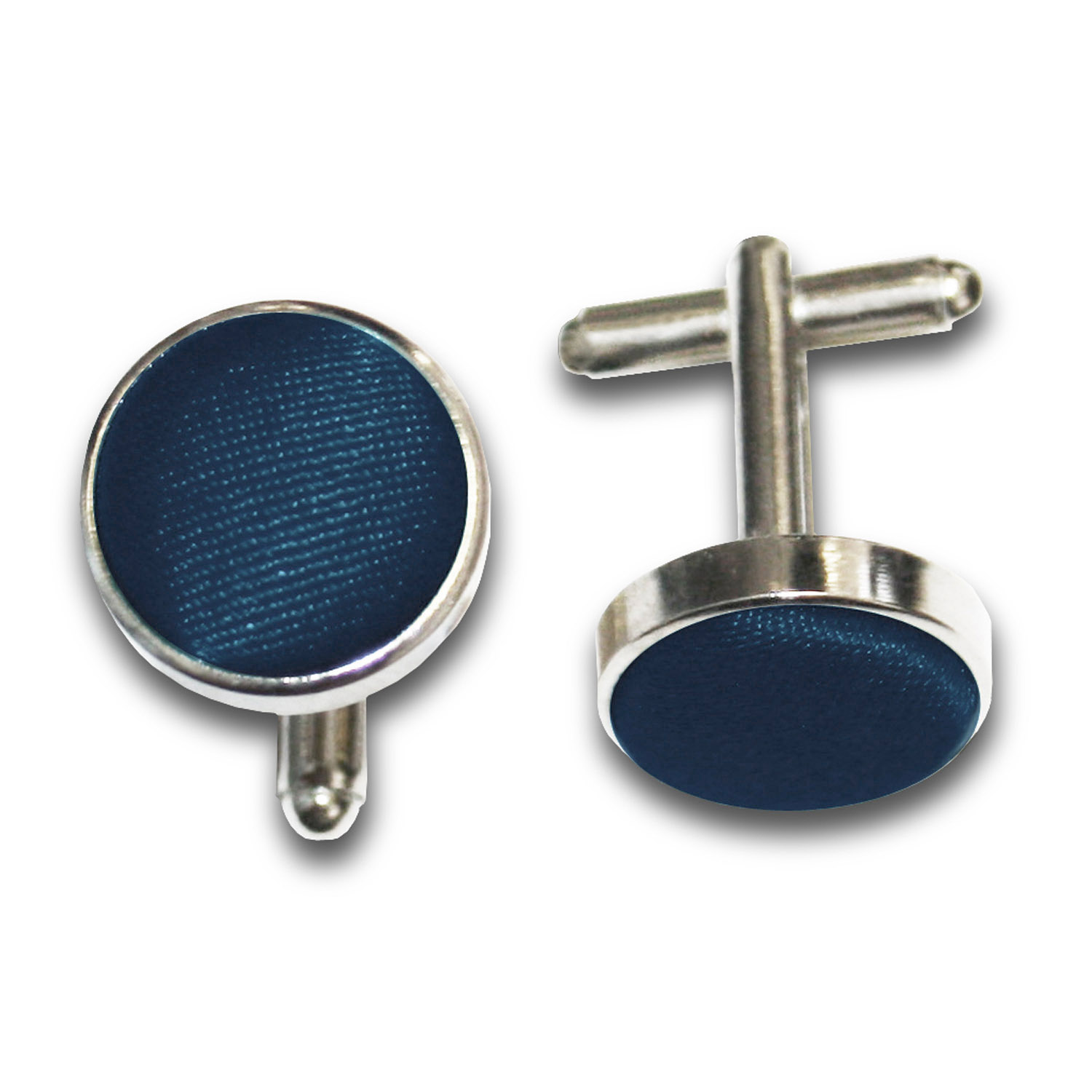 Plain Satin Cufflinks - Navy Blue