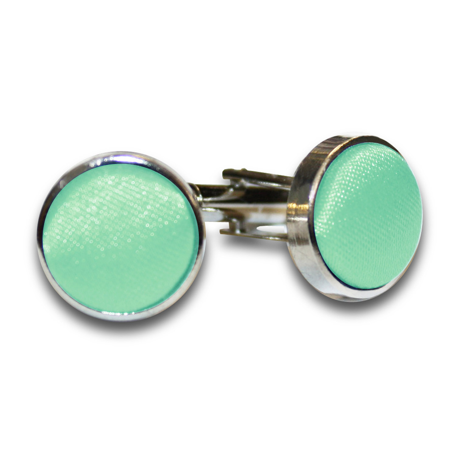 Plain Satin Cufflinks - Mint Green