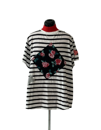 Yorkie Pawprints Striped T-Shirt