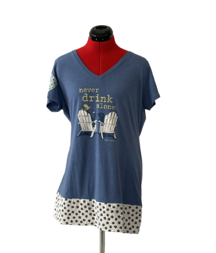 Never Drink Alone Blue T-Shirt 