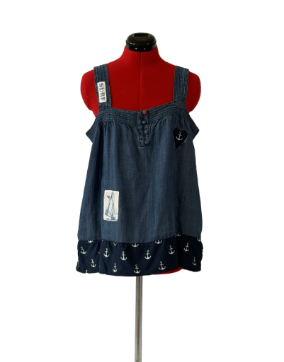 Nautical-themed denim tank top