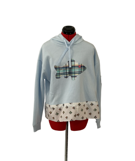 Light Blue Hoodie with Fish Patch