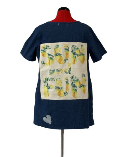 Blue Handmade Dress with Appliqué