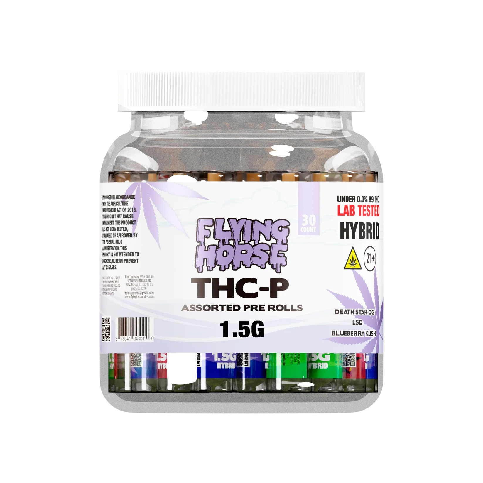 THCP TUBE PREROLL 30CT/JAR