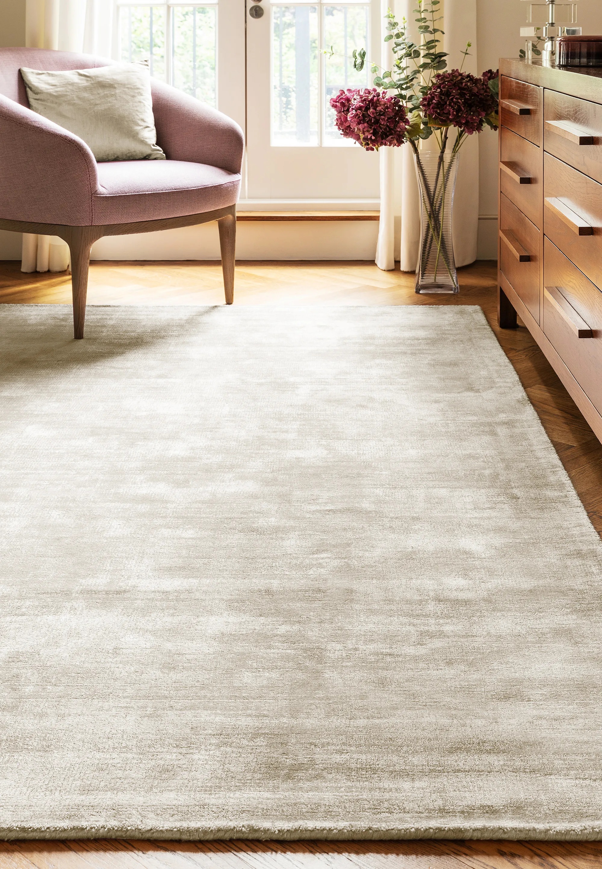 Modern Beige Area Viscose Rug