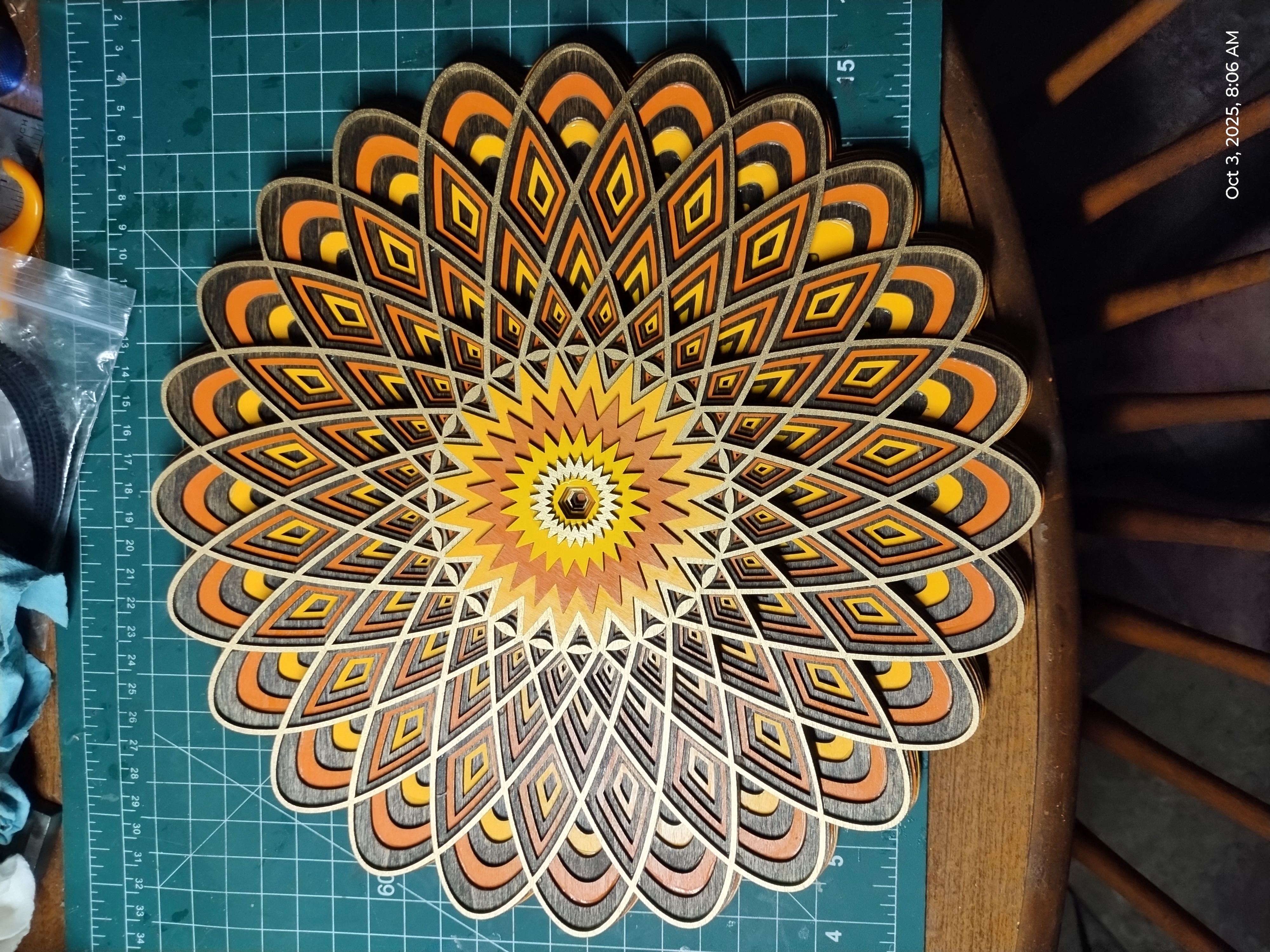 Geometric Mandala Wood Art