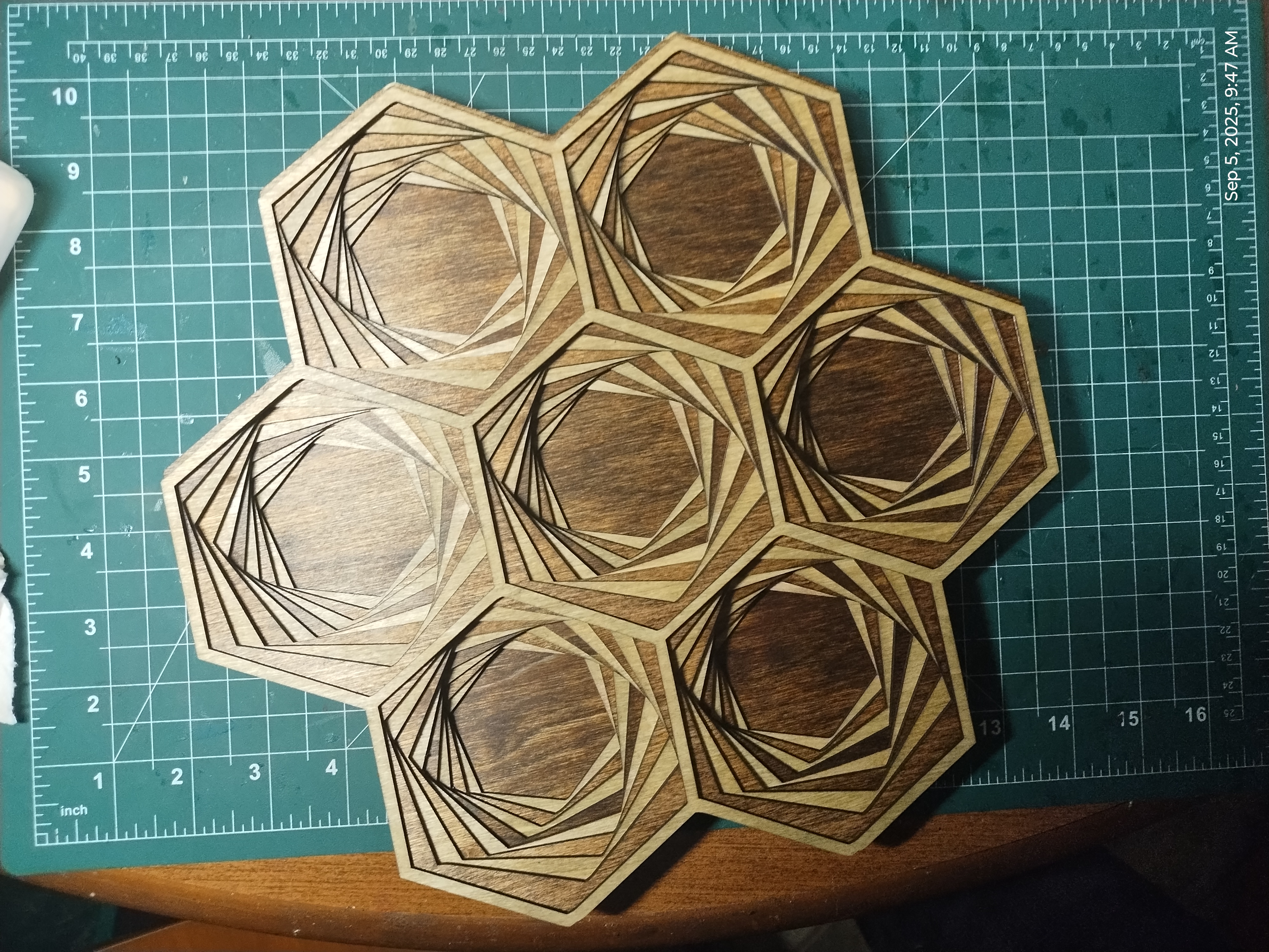 Geometric Hexagon Wood Mandala
