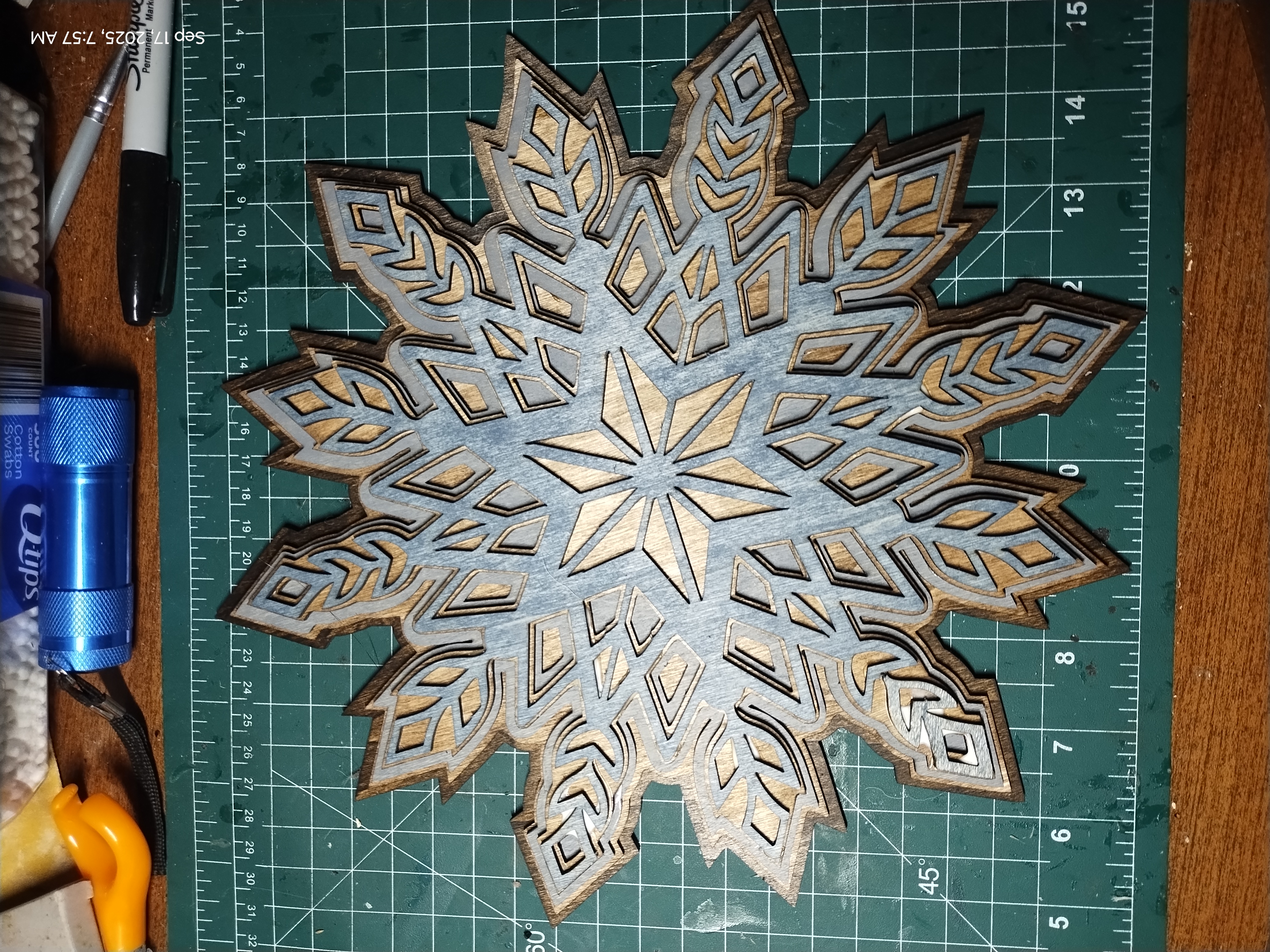 Laser-Cut Wooden Snowflake Decor