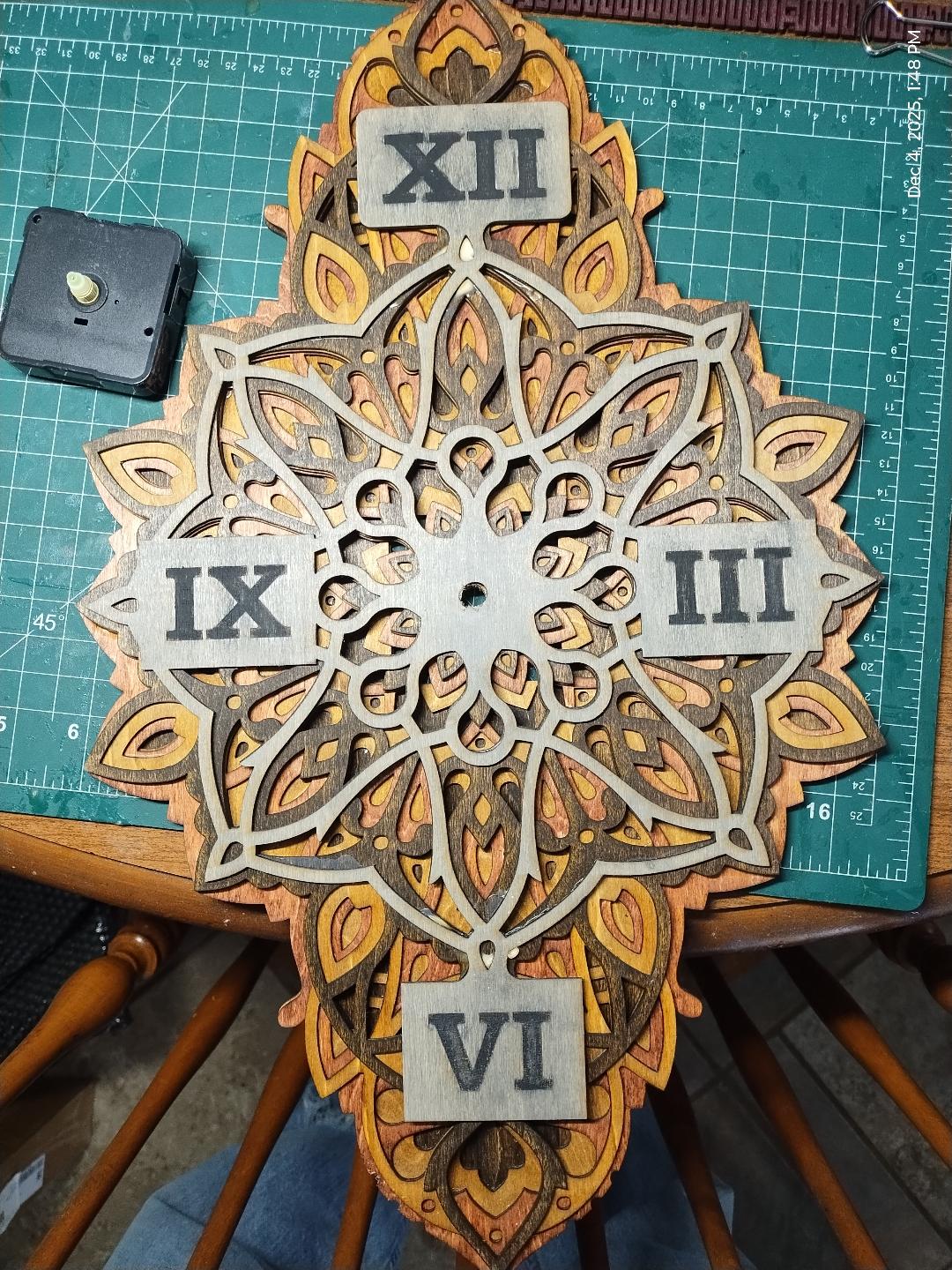 Laser-Cut Multi-Layered Mandala Wall Clock (created and customized from mandala)