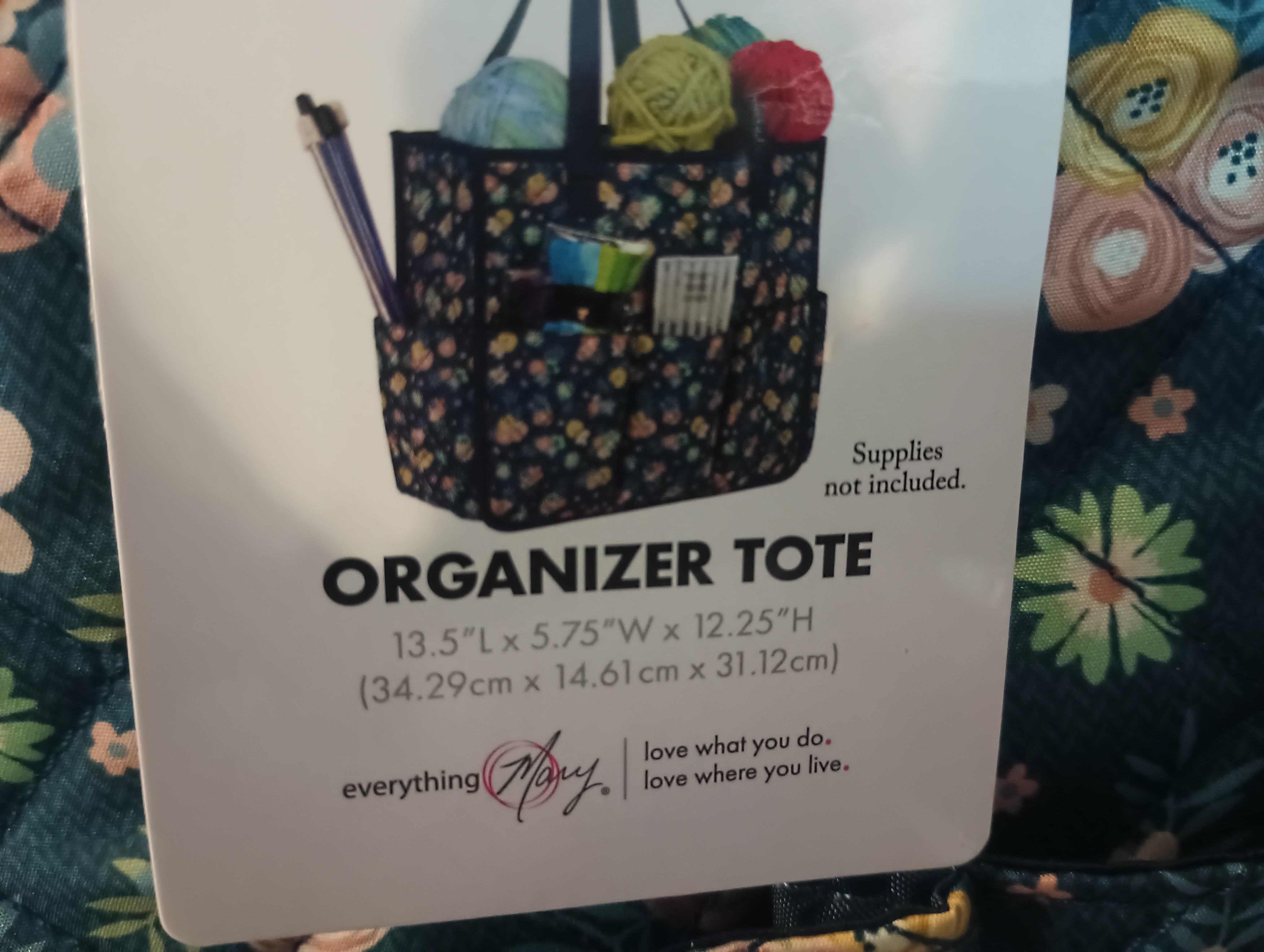 Navy Floral Quilted Craft Tote Bag