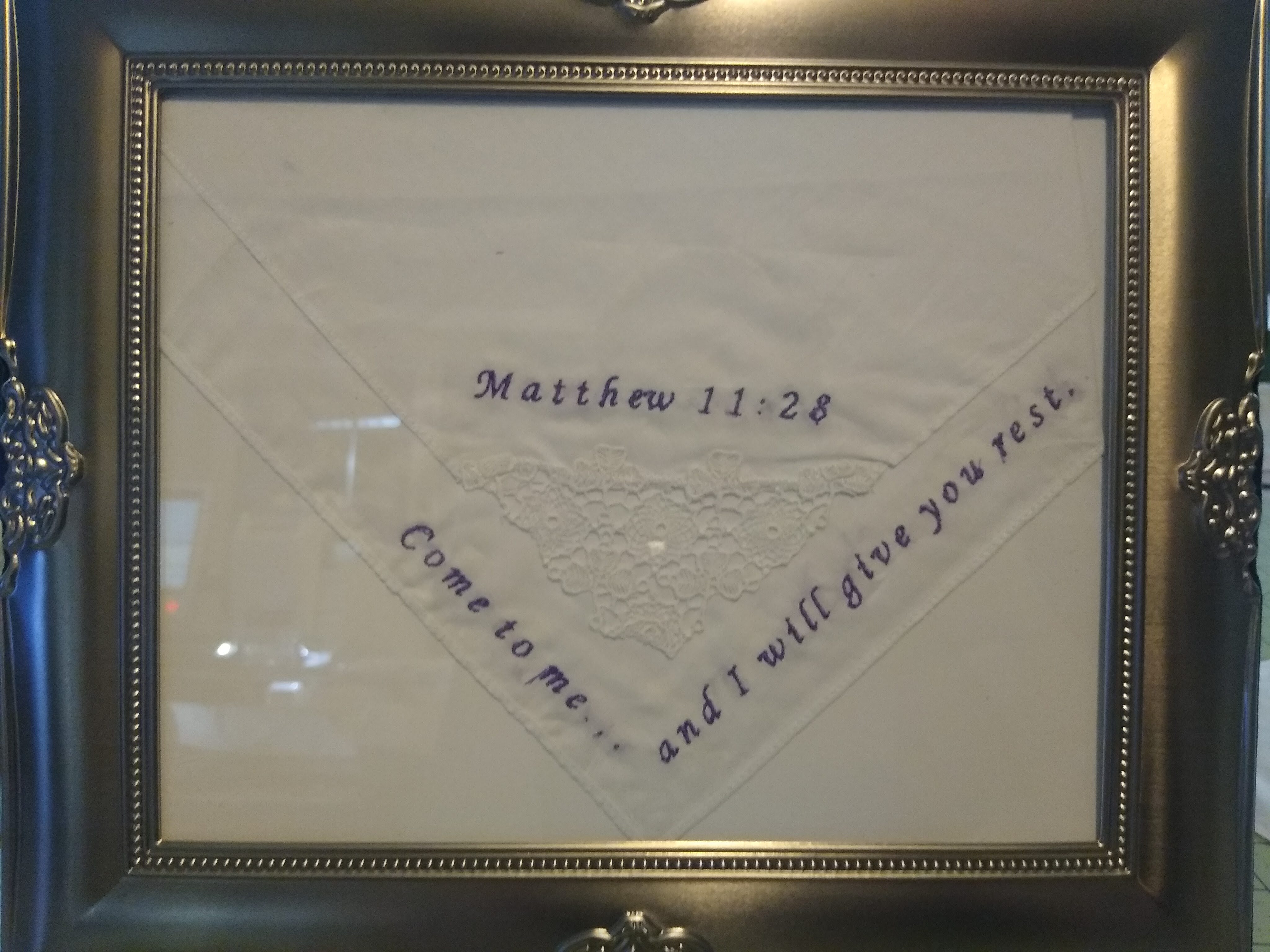 Framed Embroidered Handkerchief