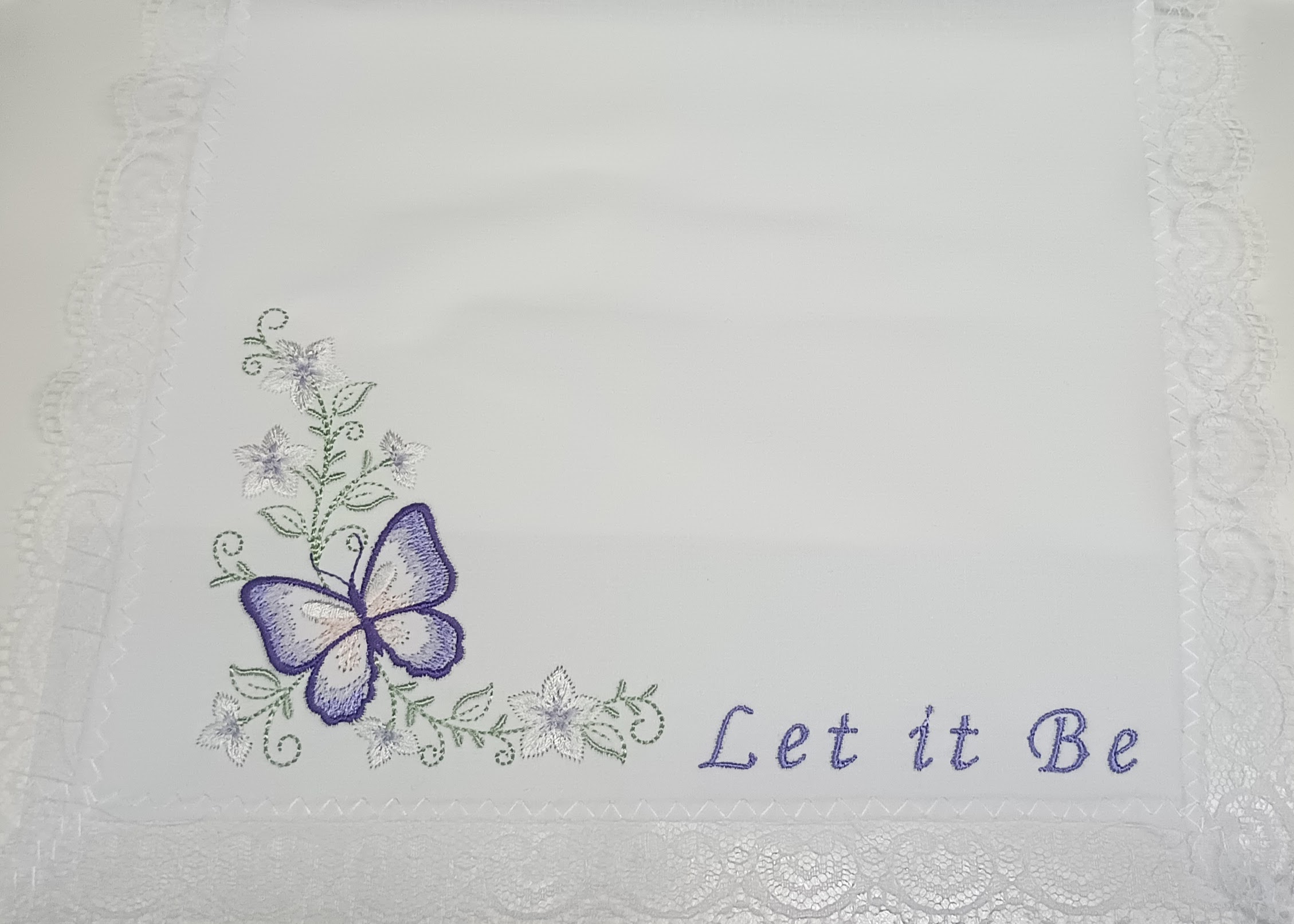 Butterfly Embroidered Lace Handkerchief