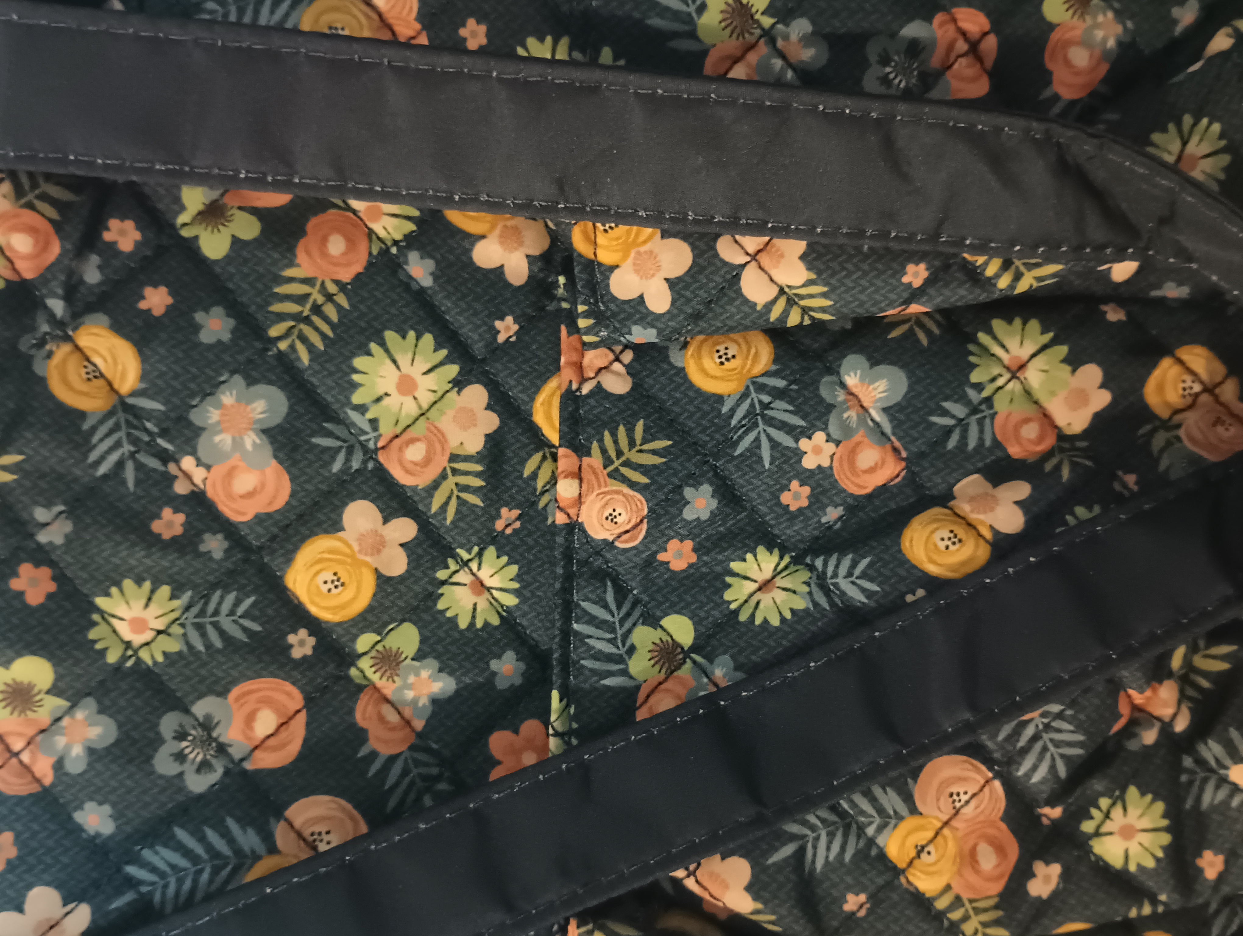Navy Floral Quilted Craft Tote Bag