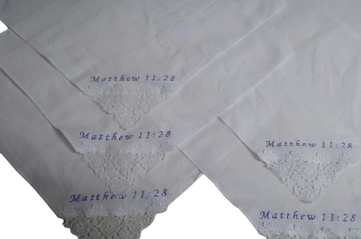 Embroidered White Religious Handkerchief