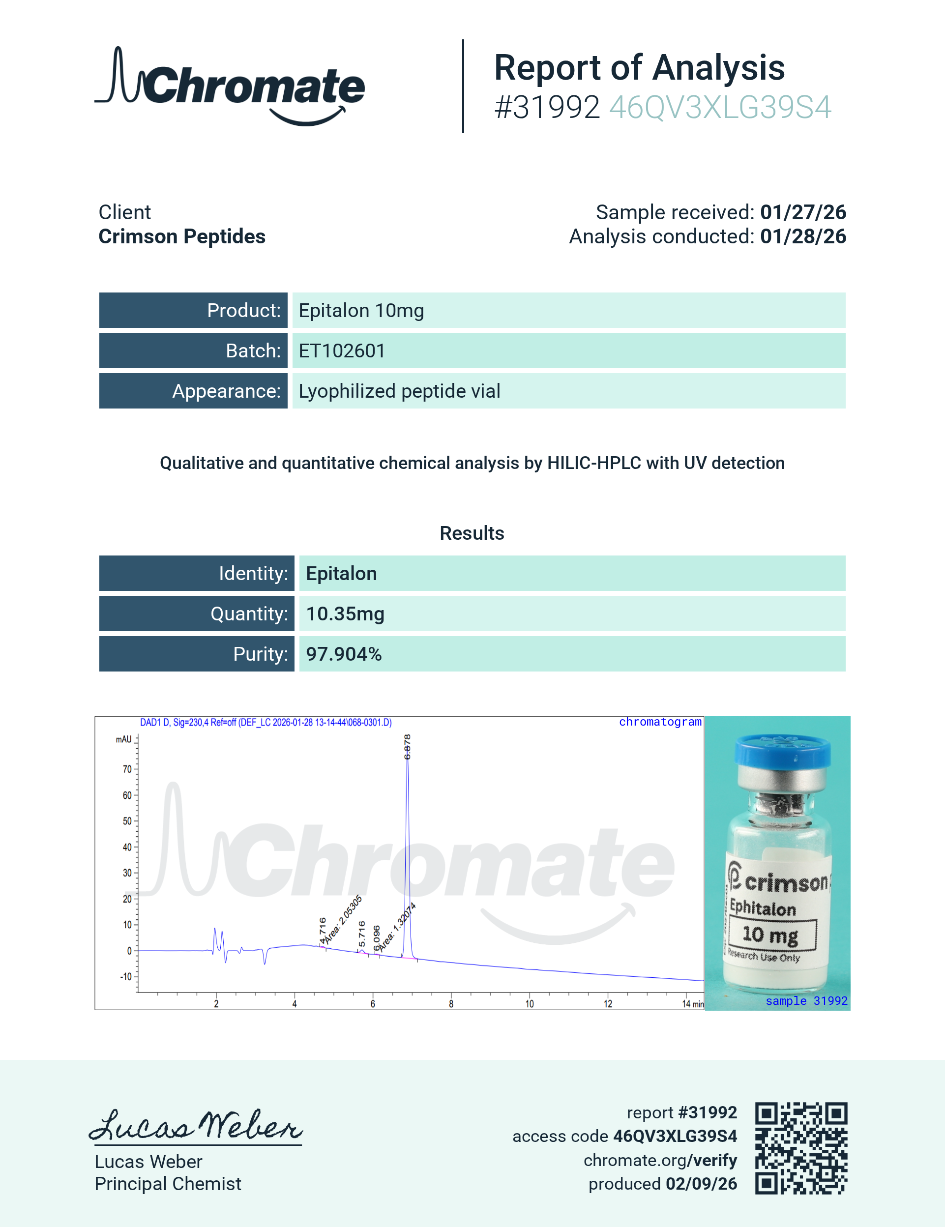 Epithalon Peptide 10 mg
