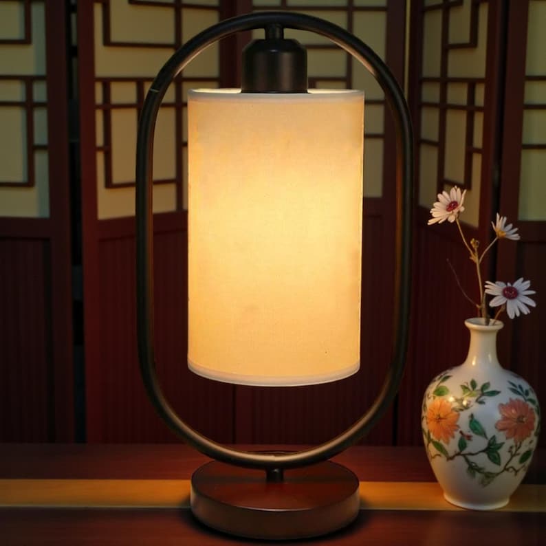 Chinese Bamboo Table Lamp | Touch Charging Bedside Light