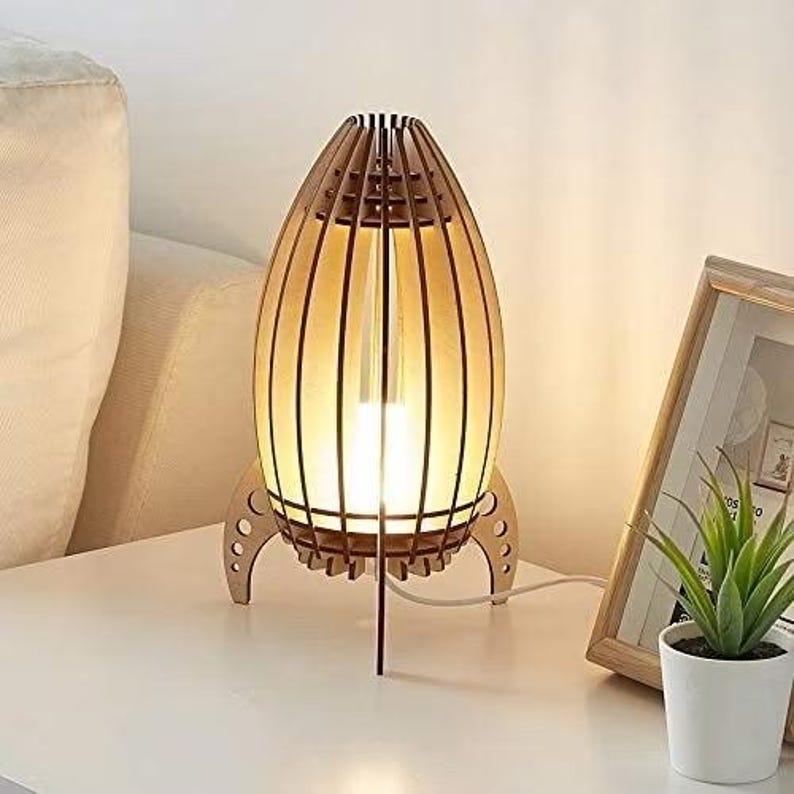 Wooden pendant lamp with spaceship design for bedroom, living room, bar and cafe decoration