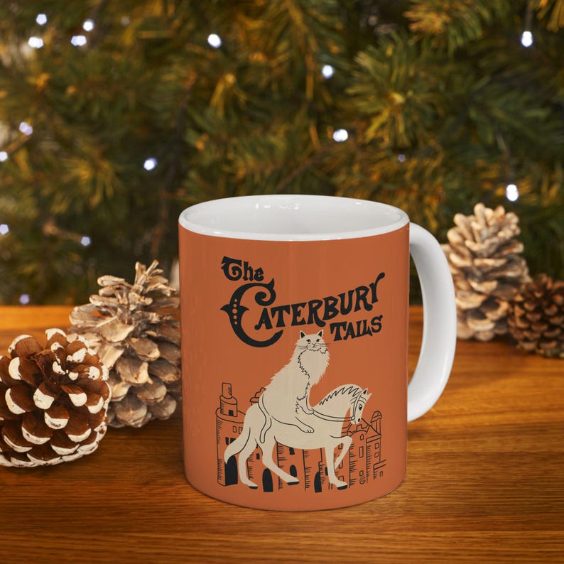 The Caterbury Tails Mug | Bookish Cat Pun, Classic Literature Pun With Cats, Book Lover Mug, Book Mug, Bookish Gifts, The Canterbury Tales