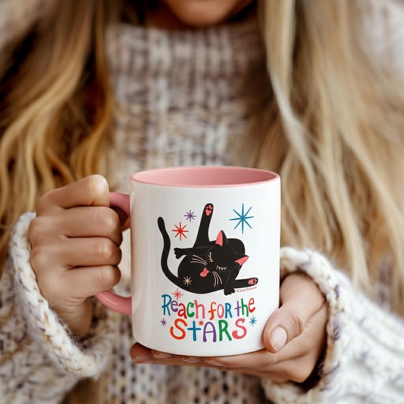 Funny Cat Butt Mug, Black Cat Theme Colorful Cup for Cat Mom, Kitty Bum Gag Gift, Crazy Cat Lady Gift, Pun Humor Funny Gag Gift, Black Cat