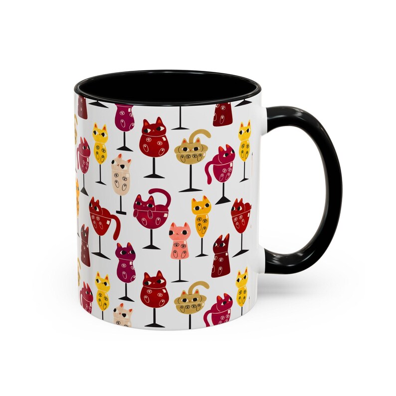 Funny Cat Mug, Wine Lover Gift, Feline Wine - Cats in Wine Glasses