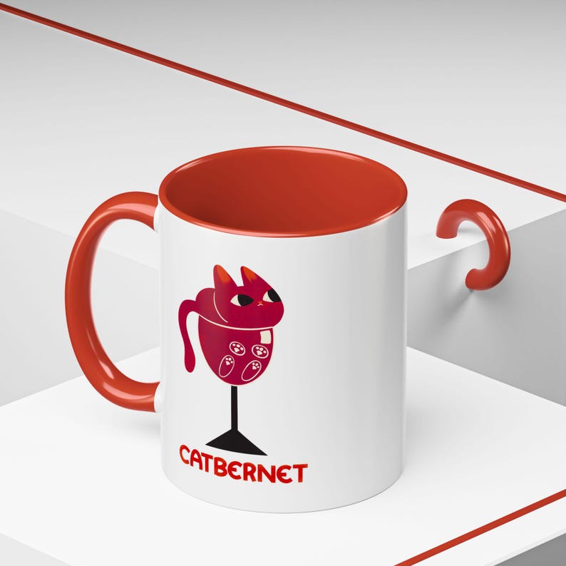 Catbernet Cat Wine Pun Mug | Funny Colorful Cat Wine Coffee Mug | Feline Wine Pun Cat Tea Cup