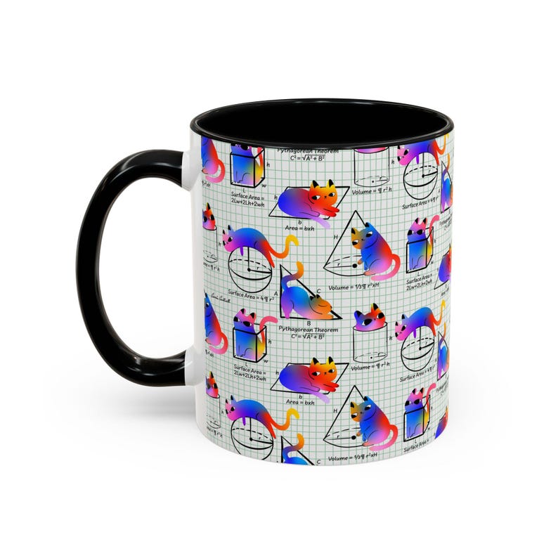 Cat Math Mug, Funny Rainbow Math Cats Coffee Cup, Cute Cat Gift Scientist Mathematician, Math Student Teacher Gift STEM Math Mug, Cat Lover