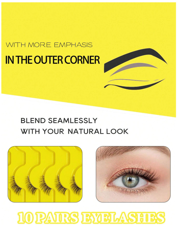 10 pairs of natural half-piece transparent cat-eye