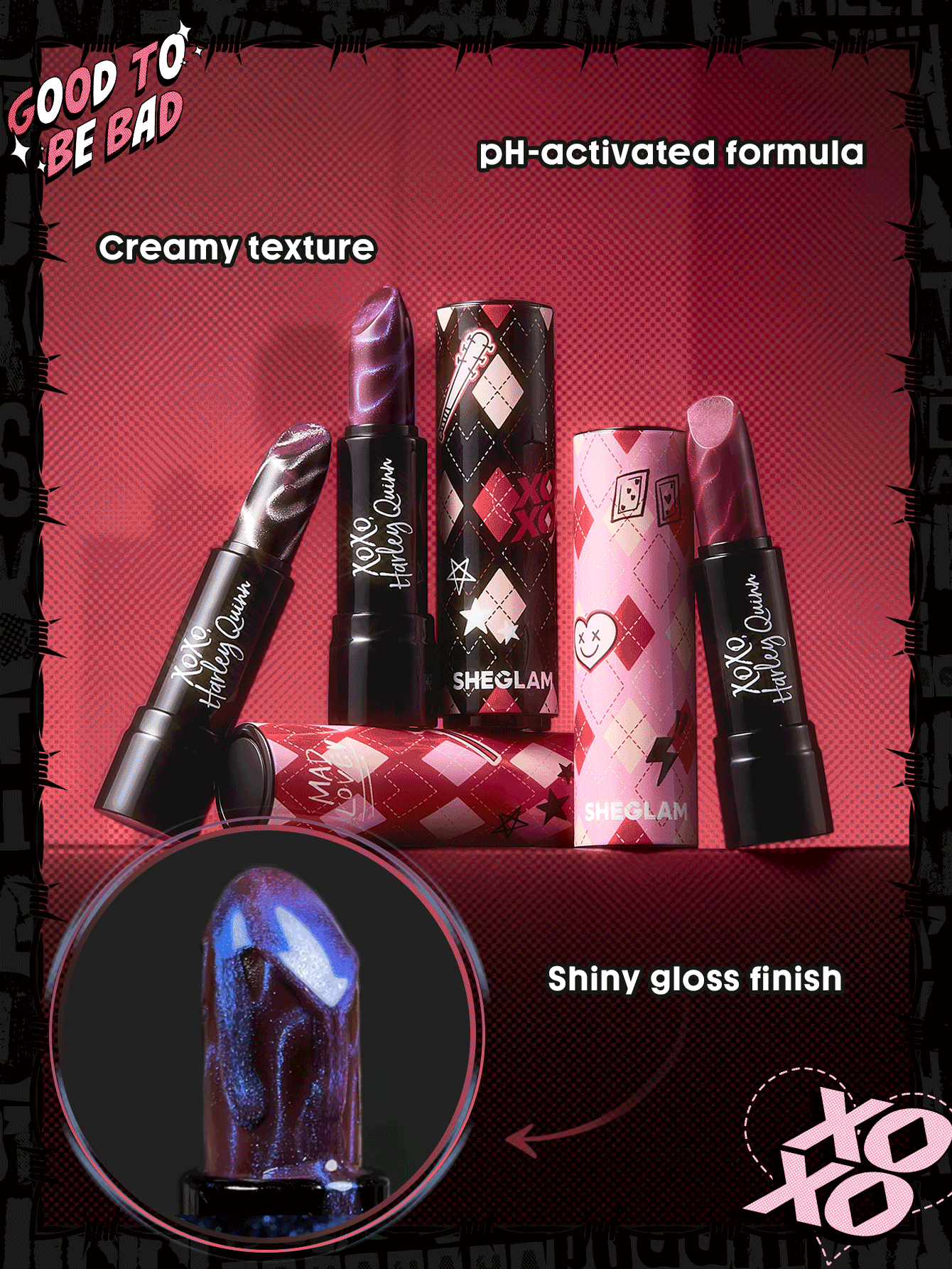 Harley Quinn X SHEGLAM Thrill Seeker Color-Changing Lipstick-Arkham