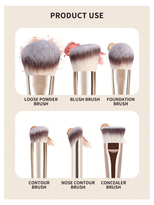 MAANGE Professional Makeup Brush Set of 6 Pieces