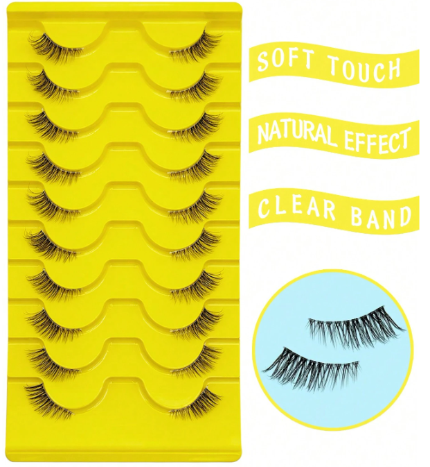 10 pairs of natural half-piece transparent cat-eye