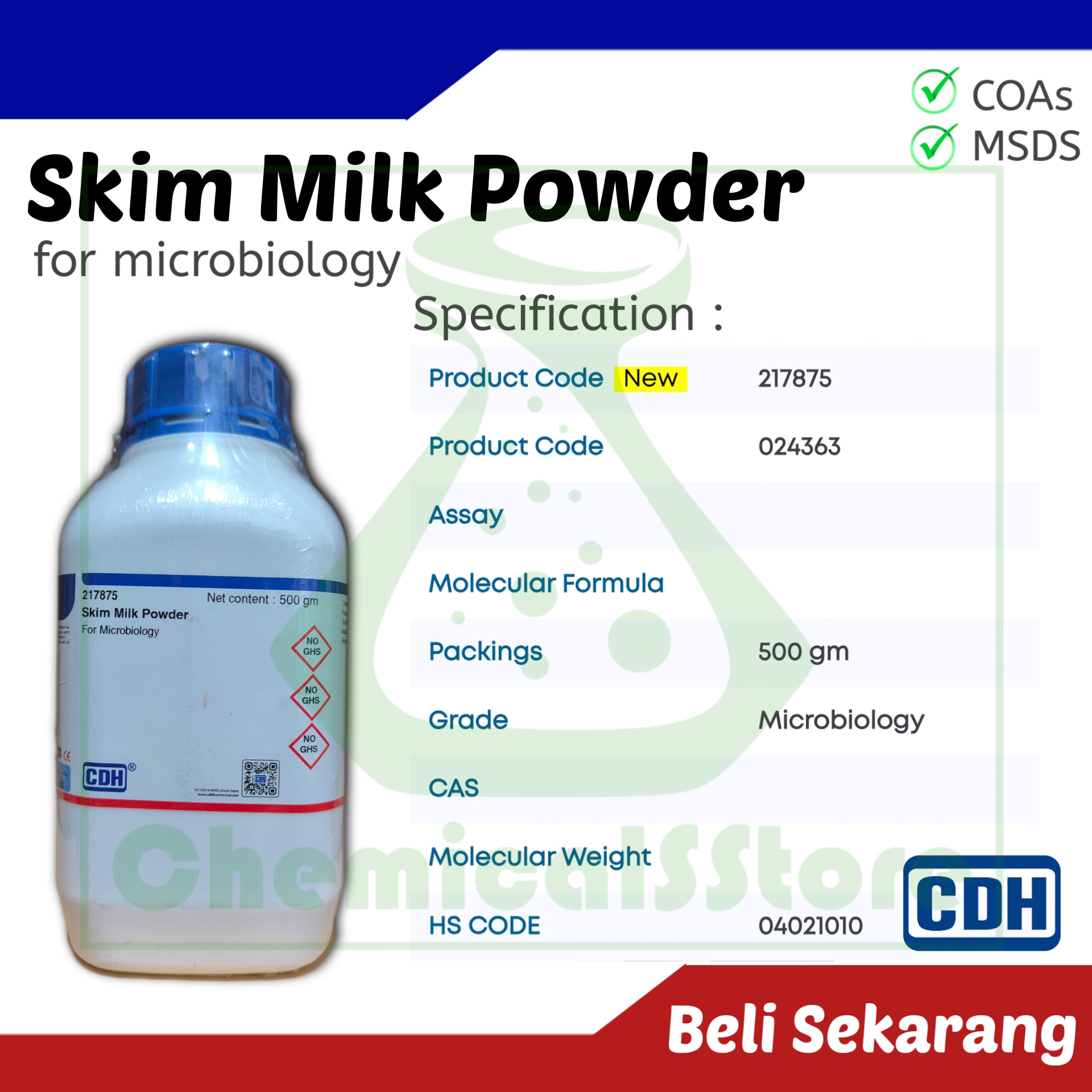 Skim Milk Powder | for microbiology | CDH 500g
