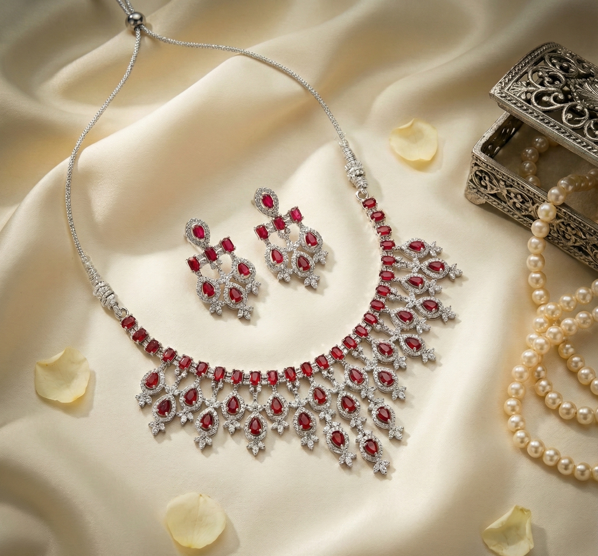 Ruby and Diamond Necklace Set