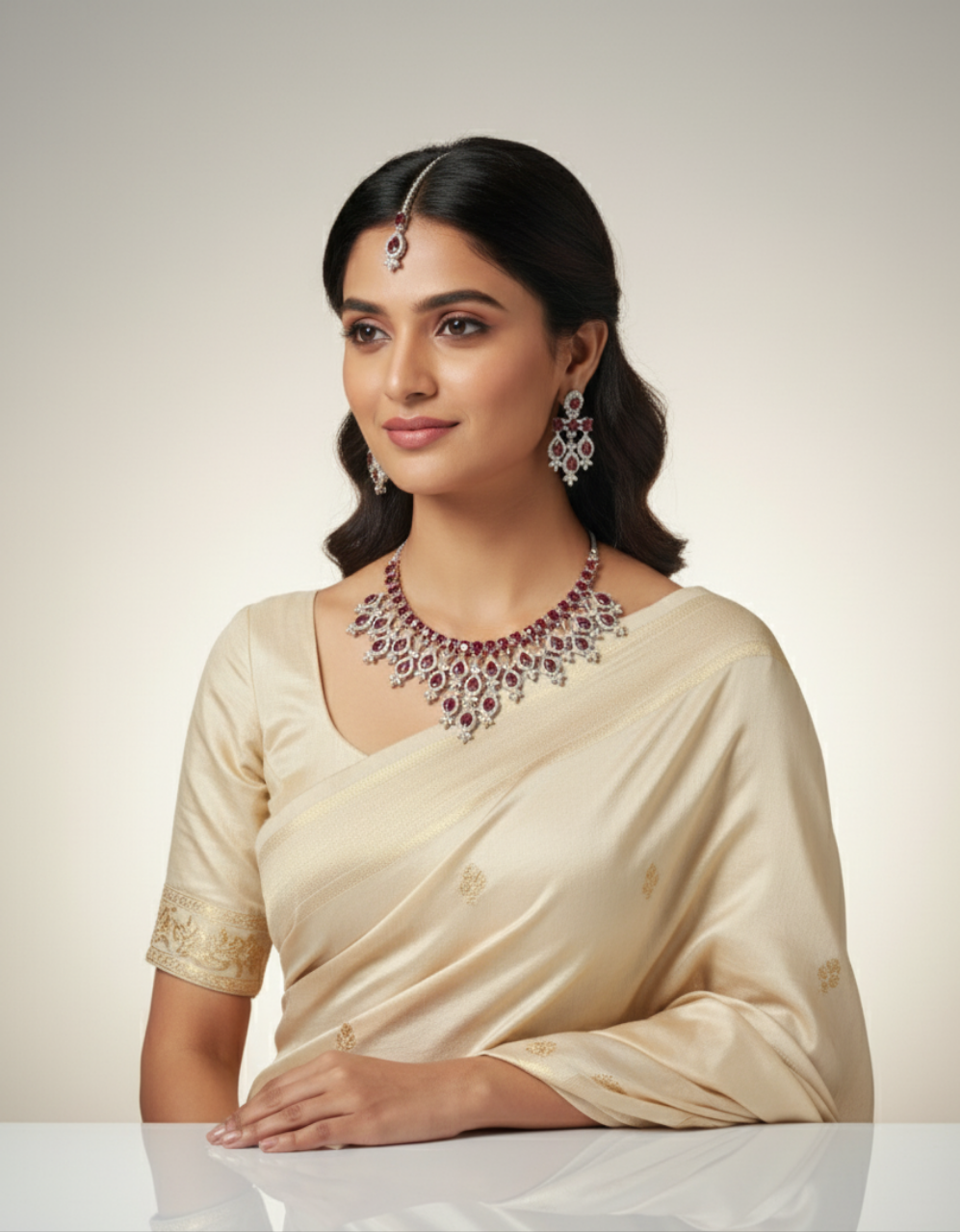 Ruby and Diamond Necklace Set