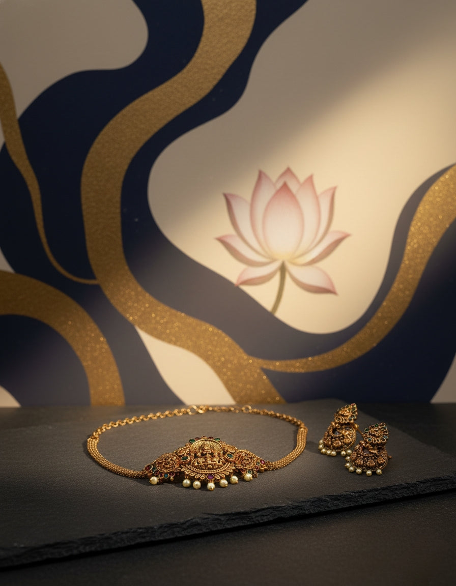 Divine Radiance Lakshmi Temple Jewellery Set