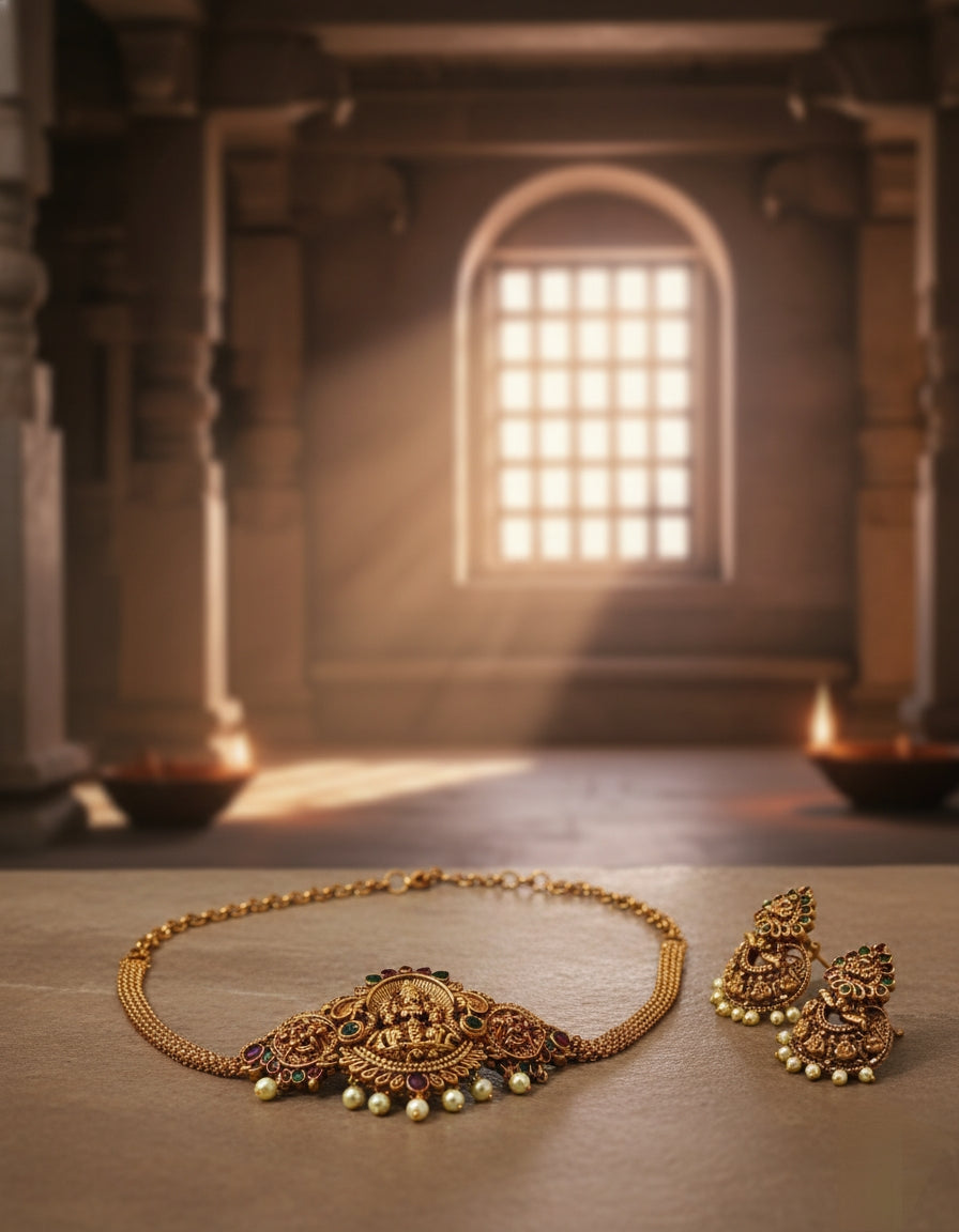 Divine Radiance Lakshmi Temple Jewellery Set