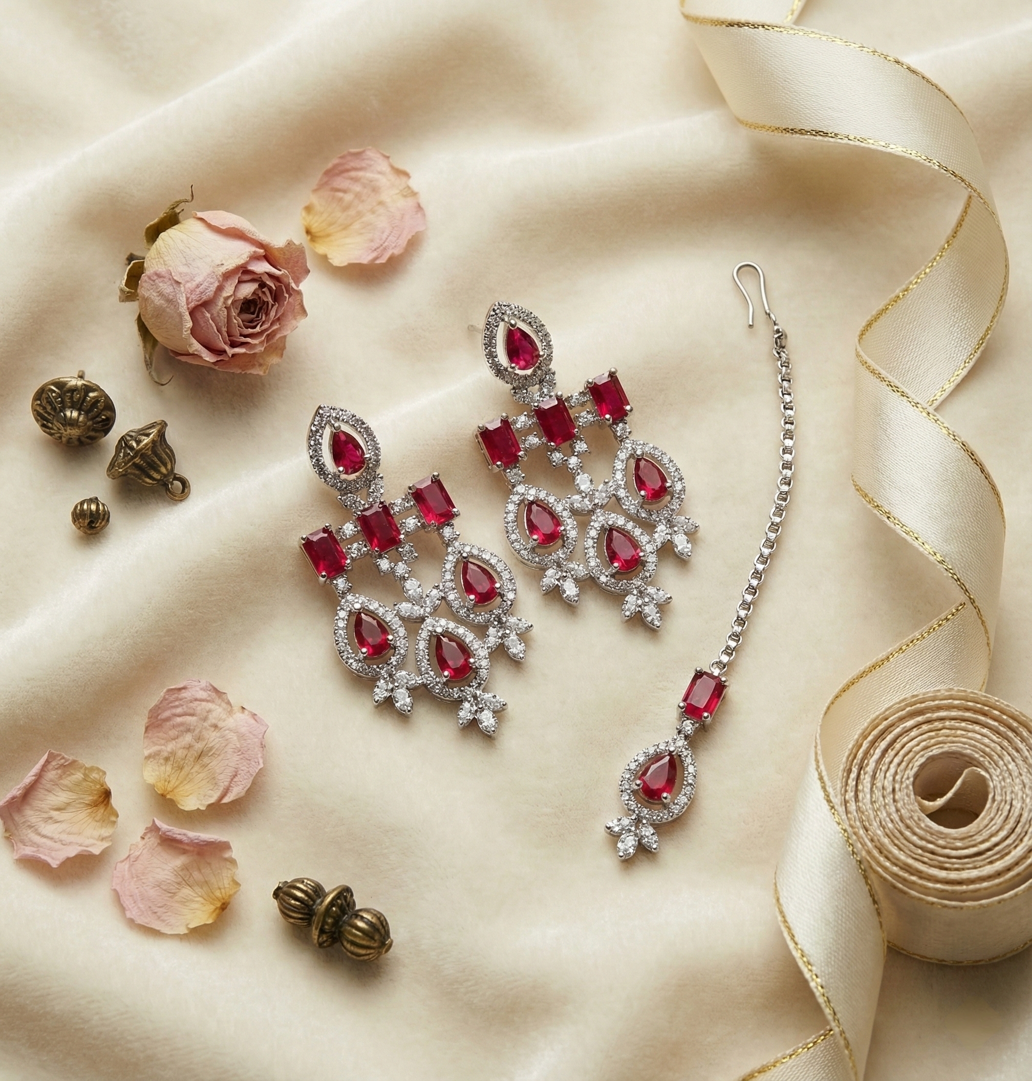 Ruby and Diamond Necklace Set