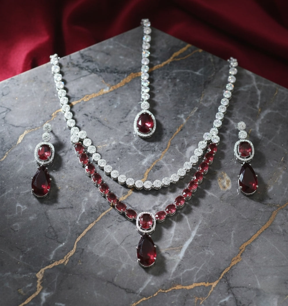 Elegant Ruby Red American diamond 
