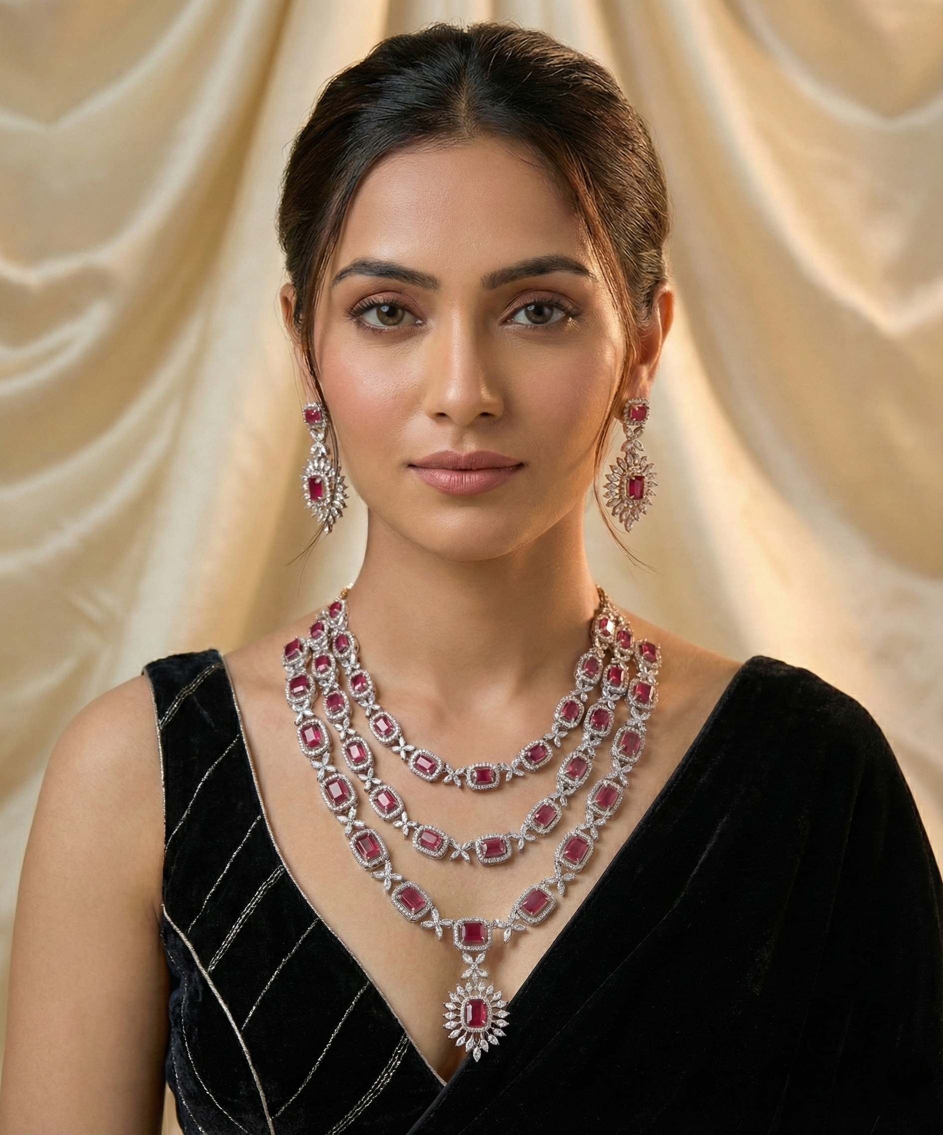 Ruby and Diamond Necklace Set