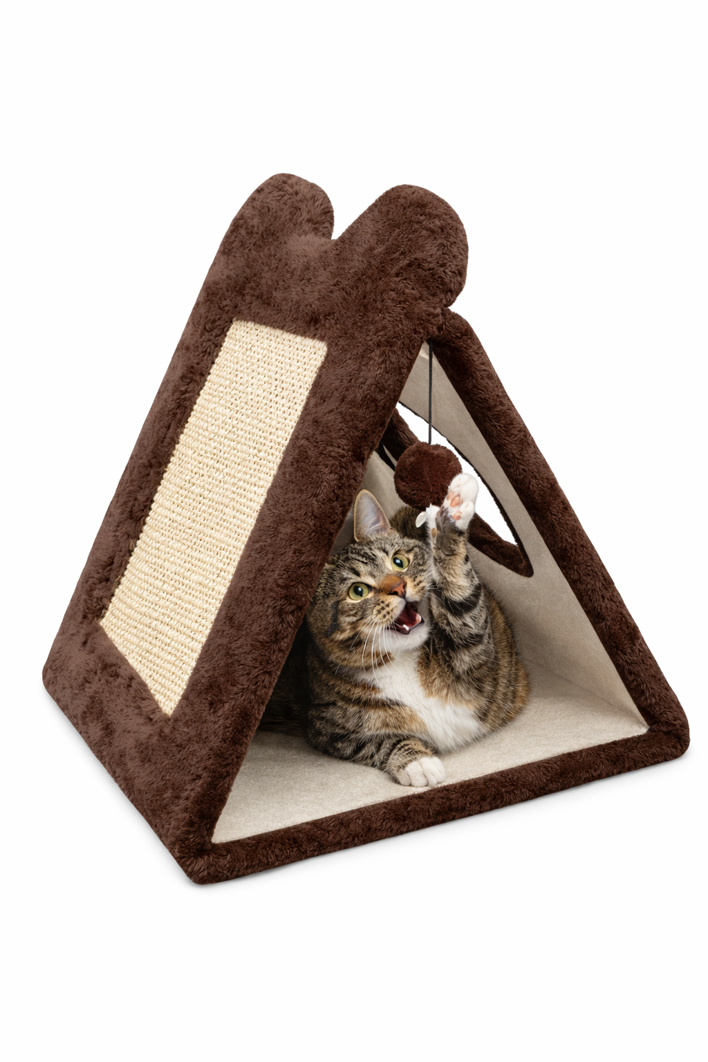 Rascador triangular tipo casita para gatos