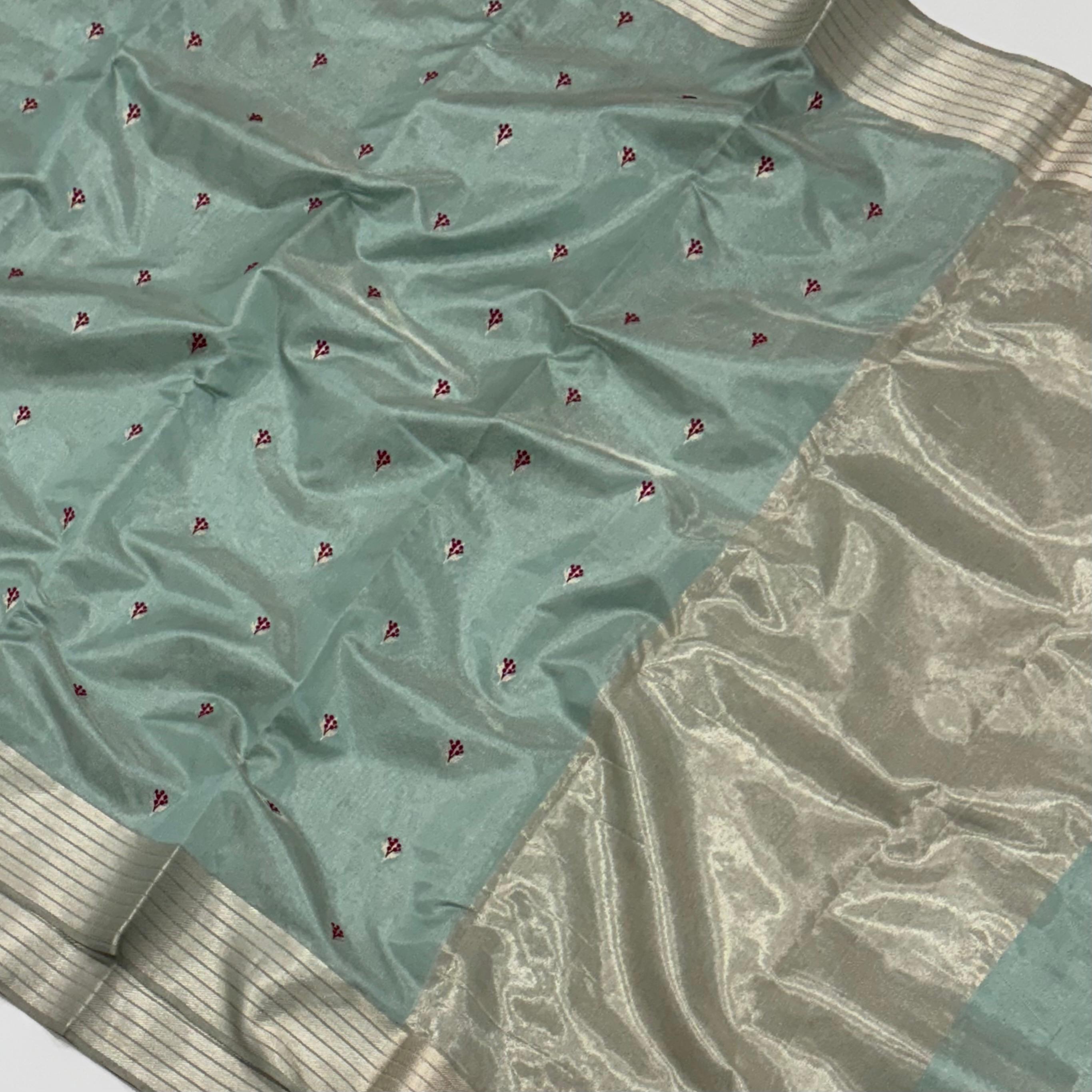 Elegant Mint Green Handloom Chanderi Silk Saree 15000/- + shipping