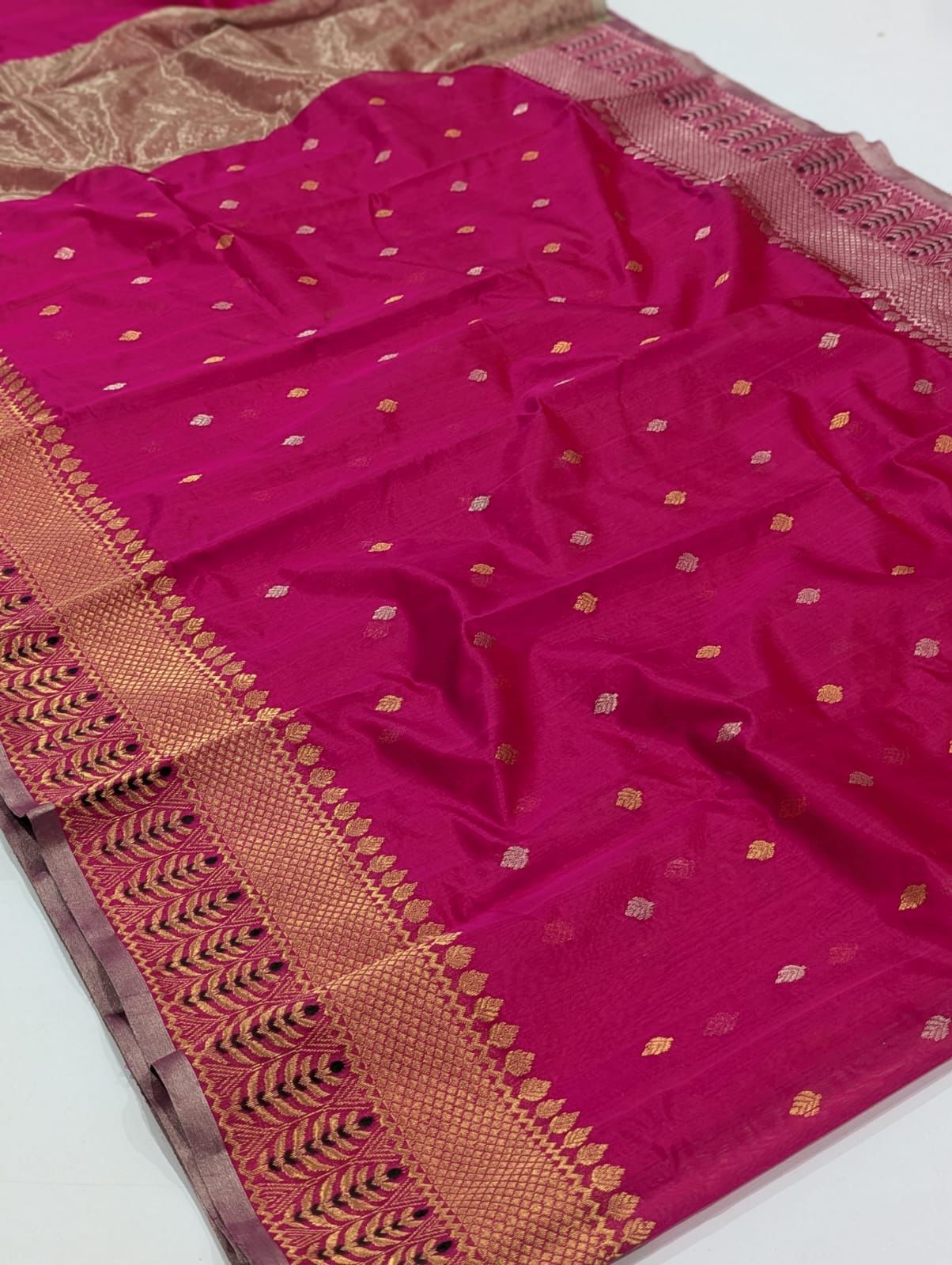 Pink Chanderi Pattu Silk Saree 15000
