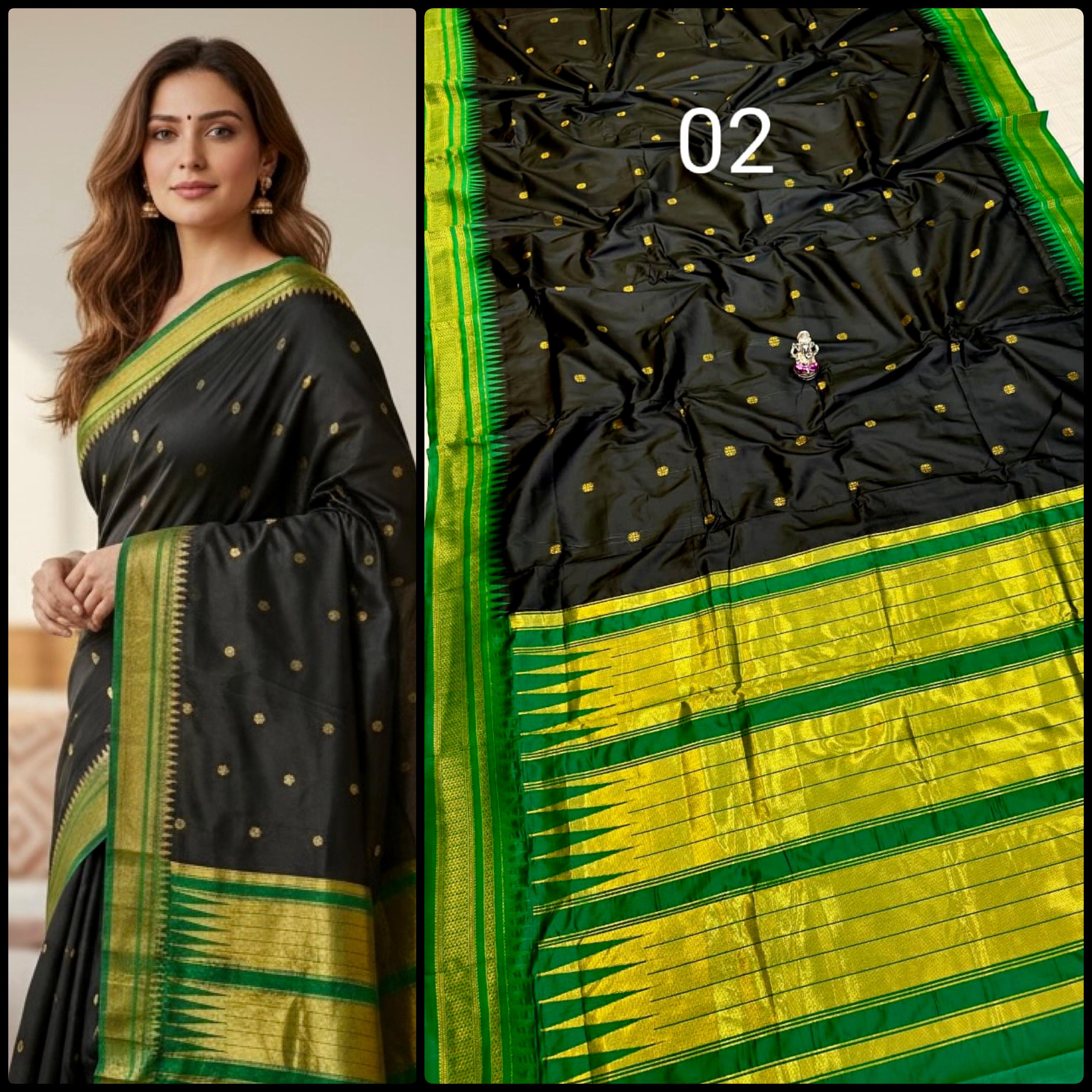 Black Soft Silk Paithani  Saree 3000/- + Shipping