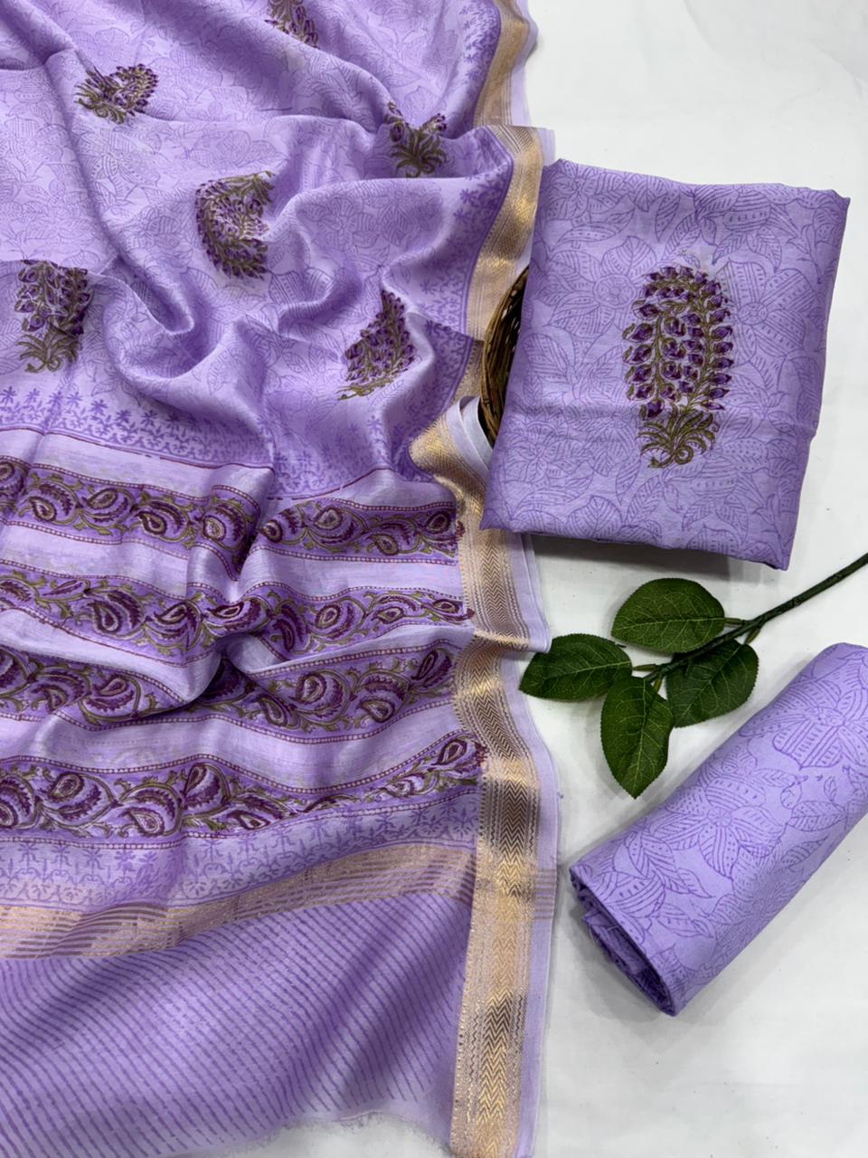 Exclusive maheshwari silk suit set with santoon pajama and pure maheshwari silk dupatta @2200+shipping 