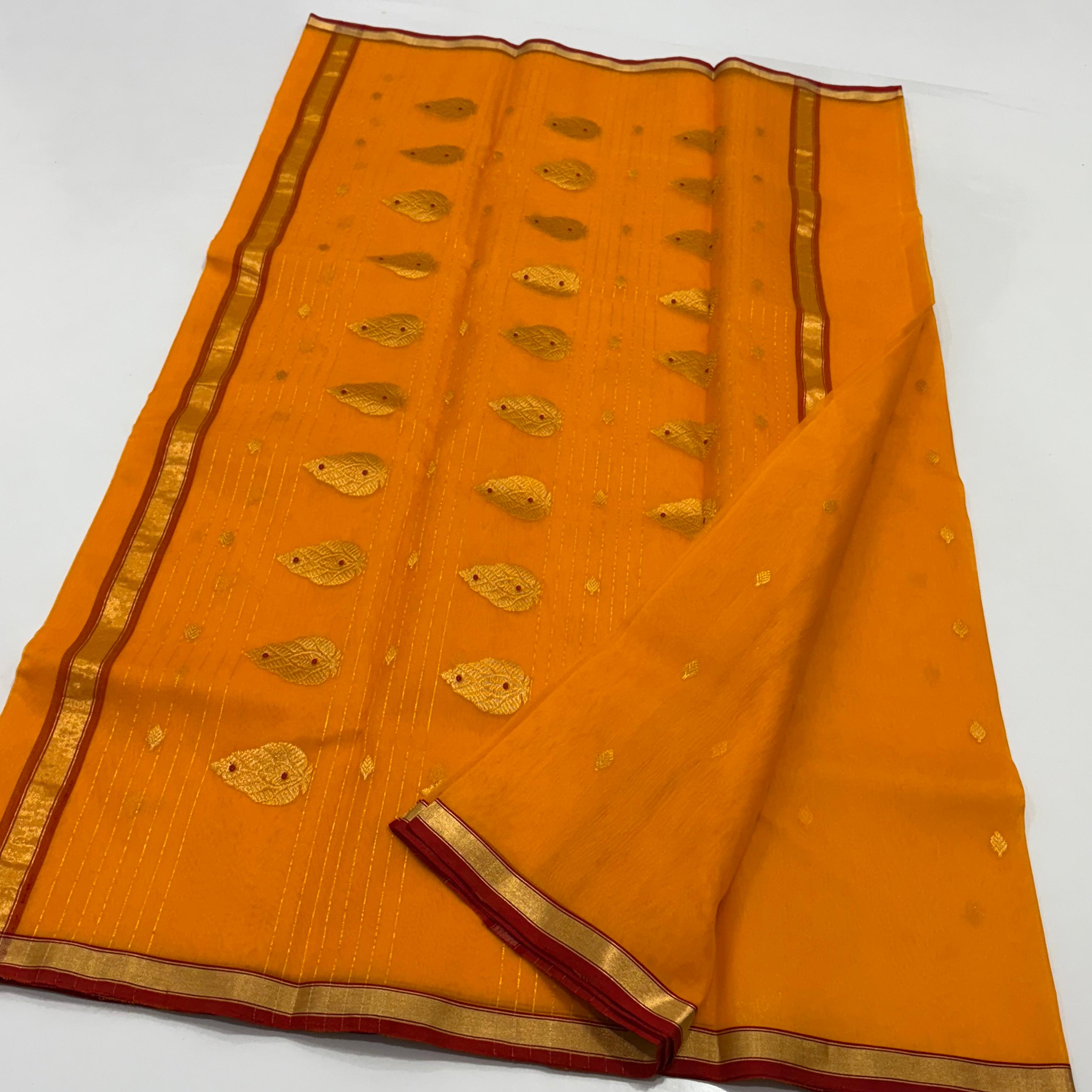 Traditional Yellow Chanderi Handwoven Handloom Silk Saree 6500/-