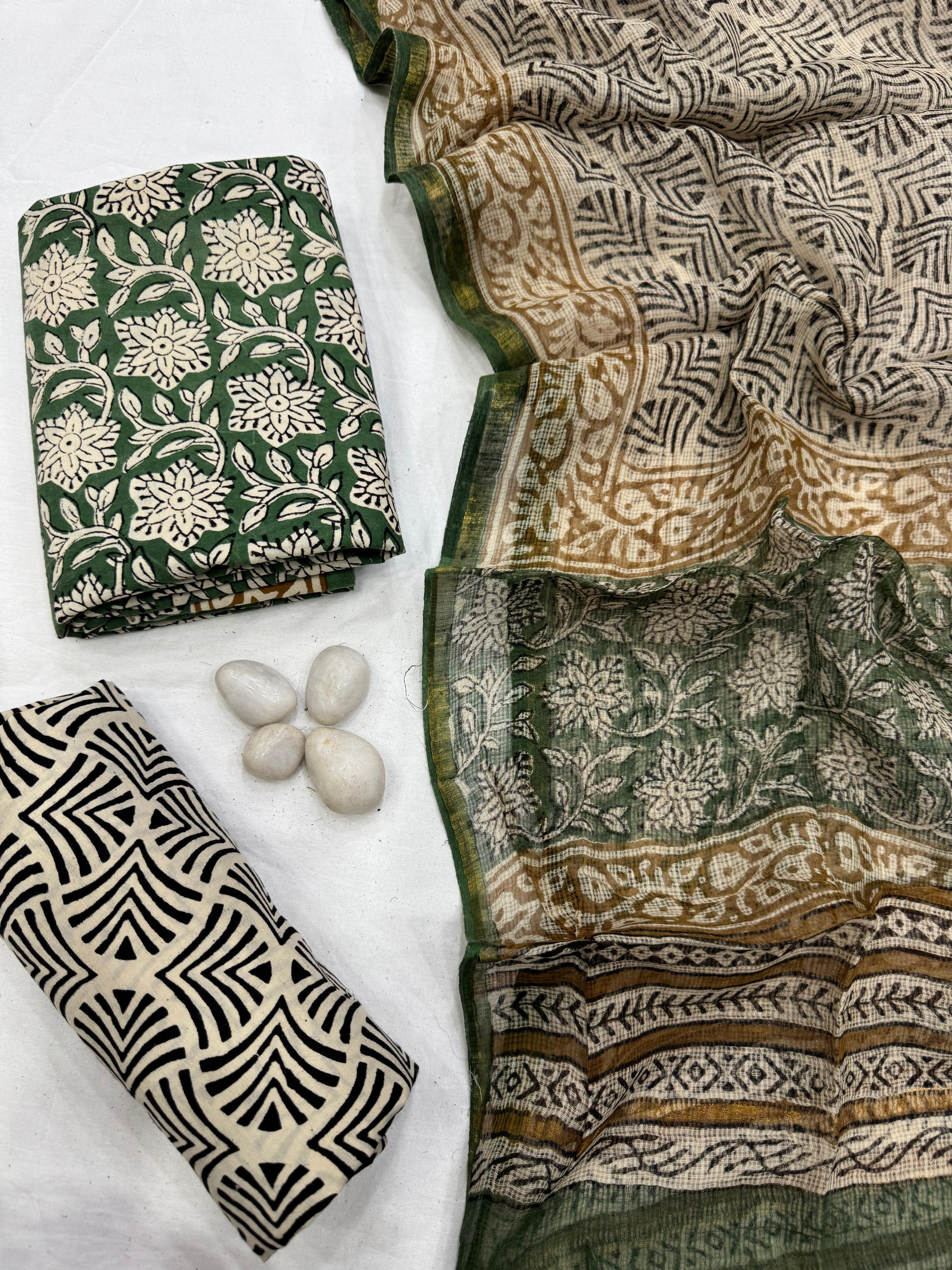 Handcrafted Printed Cotton Suit With Kota Doria dupatta 1600/- + Shipping